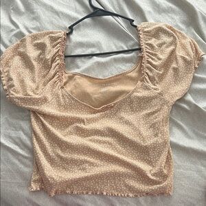 American Eagle Outfitters Beige Puff Sleeve Blouse